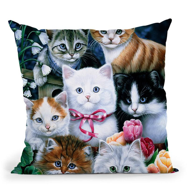 Kittens Throw Pillow By Jenny Newland - All About Vibe