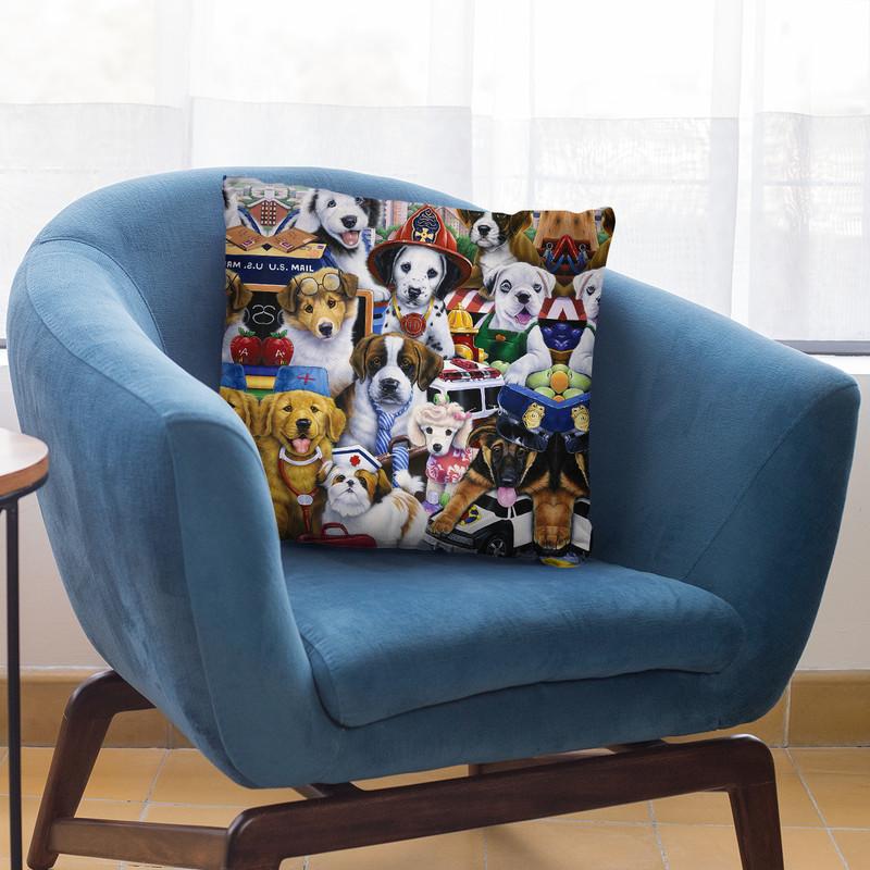 Working Puppies Throw Pillow By Jenny Newland - All About Vibe