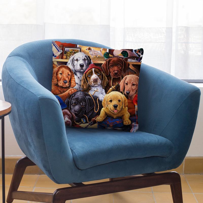 GrandpaÕS Puppies Throw Pillow By Jenny Newland - All About Vibe