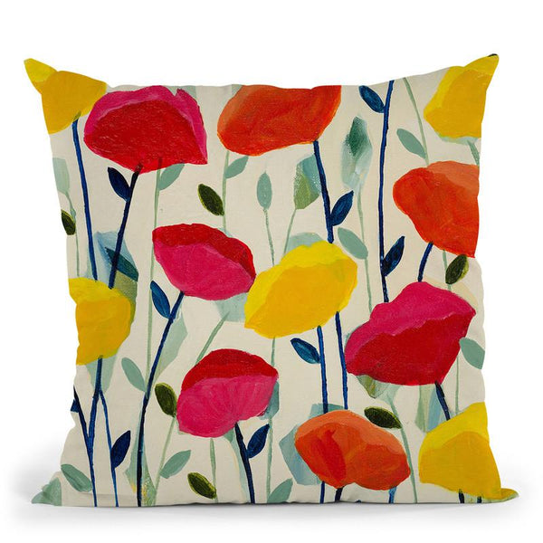 Cheerful Poppies Throw Pillow By Carrie Schmitt - All About Vibe