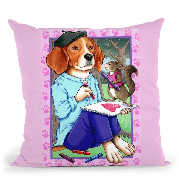 Beagle Artist Throw Pillow By Tomoyo Pitcher - All About Vibe