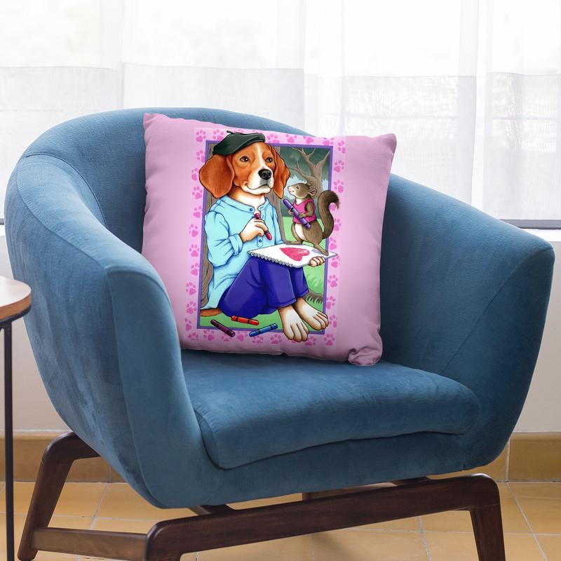 Beagle Artist Throw Pillow By Tomoyo Pitcher - All About Vibe
