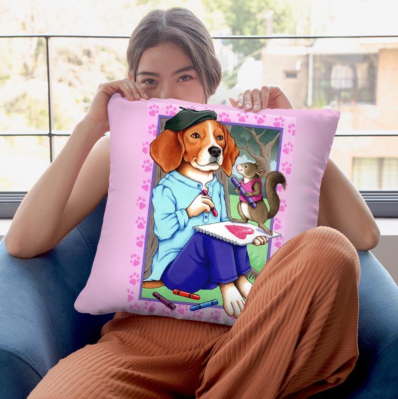 Beagle Artist Throw Pillow By Tomoyo Pitcher - All About Vibe