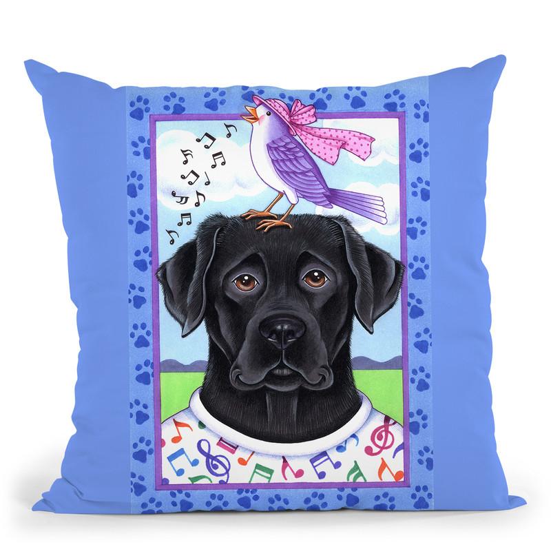 Black Lab Music Lover Throw Pillow By Tomoyo Pitcher - All About Vibe