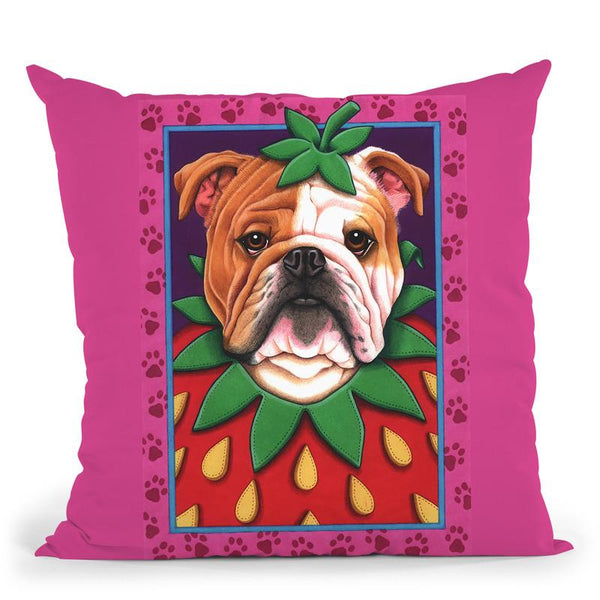 Bulldog Strawberry Throw Pillow By Tomoyo Pitcher - All About Vibe