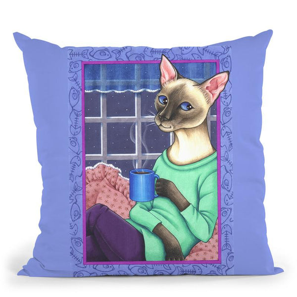 Coffee Cat Throw Pillow By Tomoyo Pitcher - All About Vibe