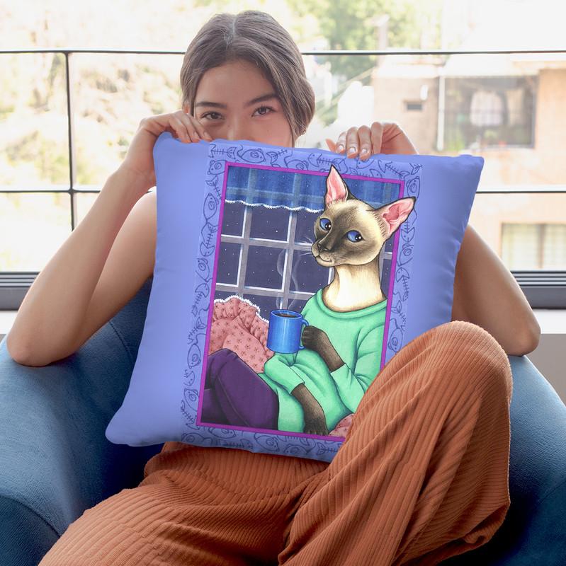 Coffee Cat Throw Pillow By Tomoyo Pitcher - All About Vibe