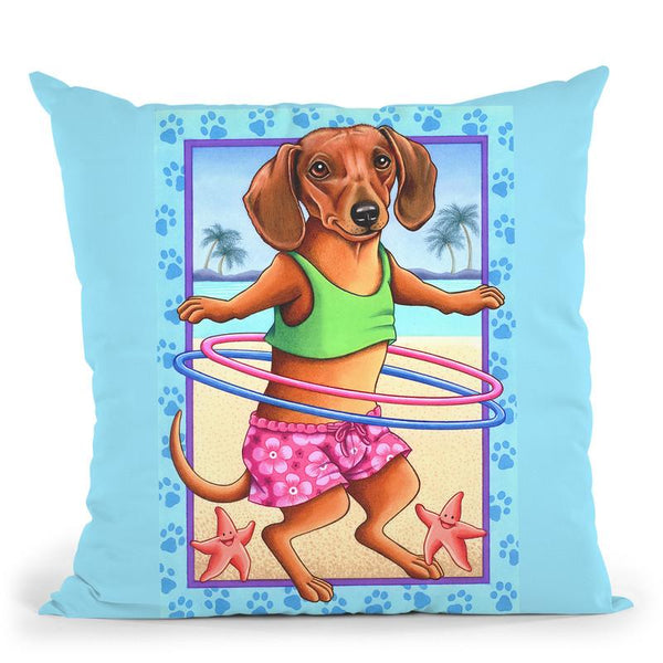 Dachshund Hula Hoop Throw Pillow By Tomoyo Pitcher - All About Vibe