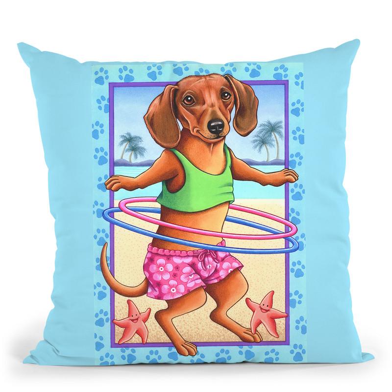 Dachshund Hula Hoop Throw Pillow By Tomoyo Pitcher - All About Vibe