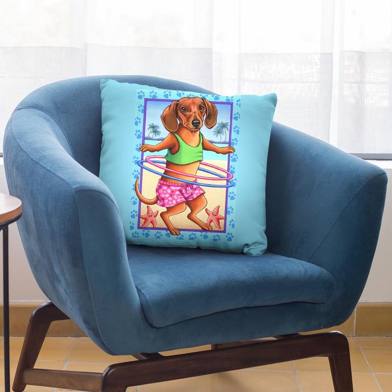 Dachshund Hula Hoop Throw Pillow By Tomoyo Pitcher - All About Vibe