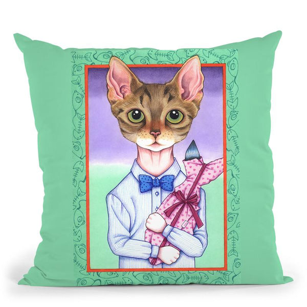 Fish Cat Throw Pillow By Tomoyo Pitcher - All About Vibe