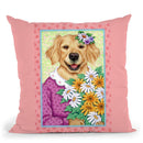 Golden Retriever Bouquet Throw Pillow By Tomoyo Pitcher - All About Vibe