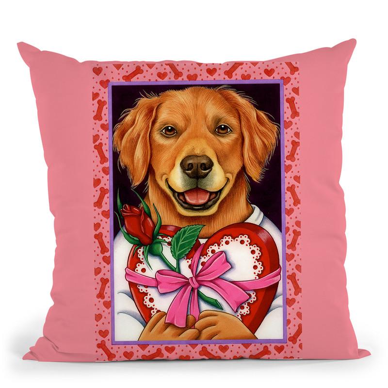 Golden Retriever Chocolate Box Throw Pillow By Tomoyo Pitcher - All About Vibe