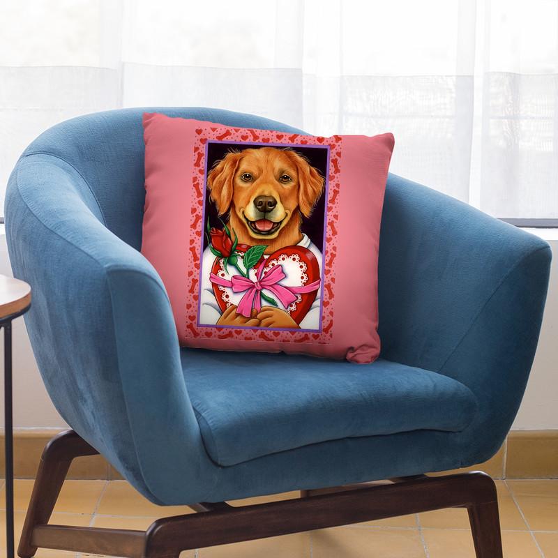 Golden Retriever Chocolate Box Throw Pillow By Tomoyo Pitcher - All About Vibe