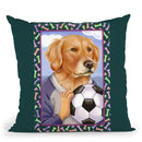 Golden Retriever Soccer Ball Throw Pillow By Tomoyo Pitcher - All About Vibe