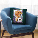 Golden Retriever Soccer Ball Throw Pillow By Tomoyo Pitcher - All About Vibe
