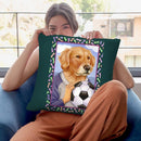 Golden Retriever Soccer Ball Throw Pillow By Tomoyo Pitcher - All About Vibe