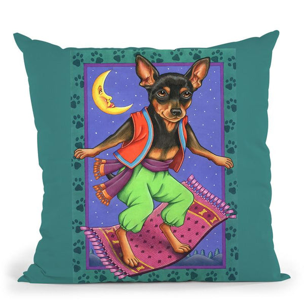 Minipin Flying Carpet Throw Pillow By Tomoyo Pitcher - All About Vibe