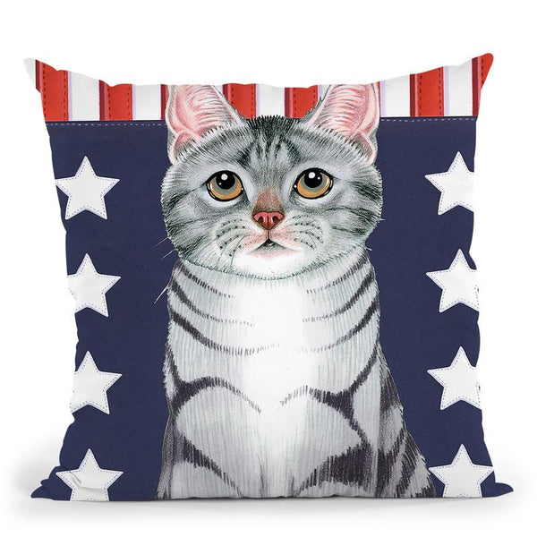 Patriot Cat Throw Pillow By Tomoyo Pitcher - All About Vibe