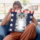 Patriot Cat Throw Pillow By Tomoyo Pitcher - All About Vibe