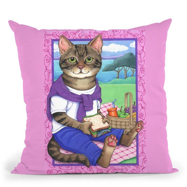 Picnic Cat Throw Pillow By Tomoyo Pitcher - All About Vibe