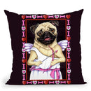 Pug Cupid Throw Pillow By Tomoyo Pitcher - All About Vibe