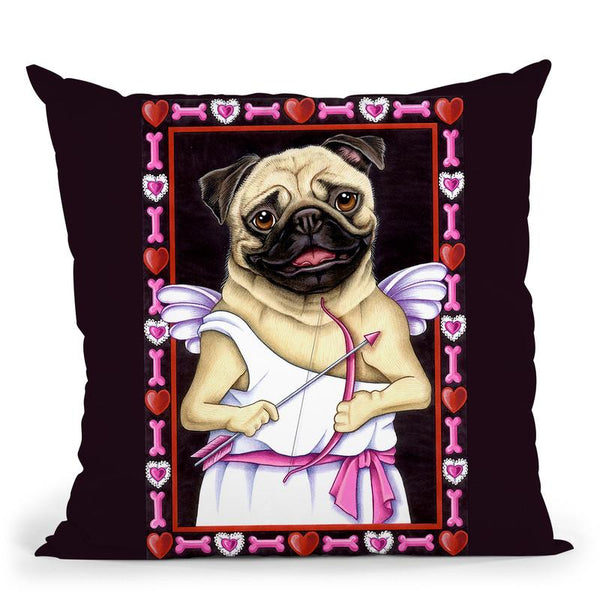 Pug Cupid Throw Pillow By Tomoyo Pitcher - All About Vibe