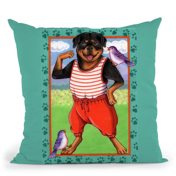 Rottweiler Workout Throw Pillow By Tomoyo Pitcher - All About Vibe
