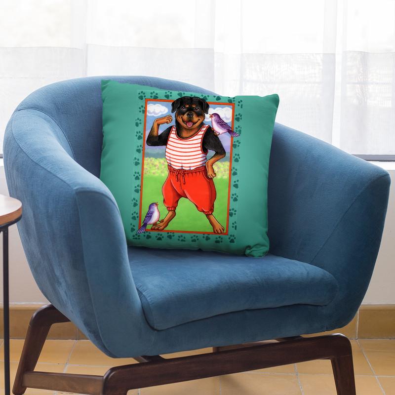 Rottweiler Workout Throw Pillow By Tomoyo Pitcher - All About Vibe