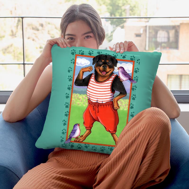 Rottweiler Workout Throw Pillow By Tomoyo Pitcher - All About Vibe