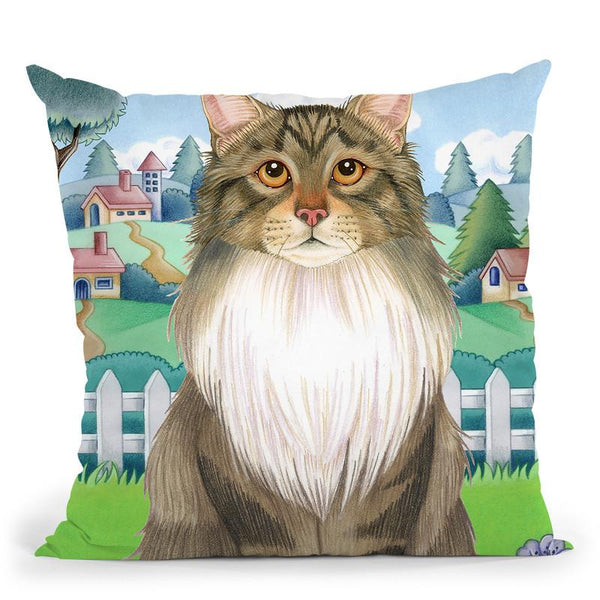 Spring Maine Coon Throw Pillow By Tomoyo Pitcher - All About Vibe