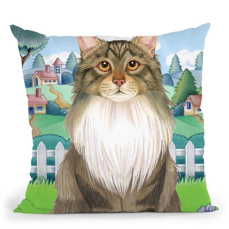 Spring Maine Coon Throw Pillow By Tomoyo Pitcher - All About Vibe