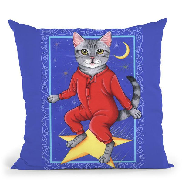 Star Cat Throw Pillow By Tomoyo Pitcher - All About Vibe