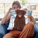 Winter Chocolate Lab Throw Pillow By Tomoyo Pitcher - All About Vibe