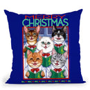 Xmas Cat Chorus Throw Pillow By Tomoyo Pitcher - All About Vibe