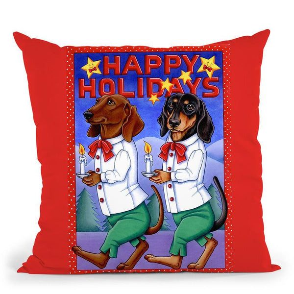 Xmas Dachshunds Throw Pillow By Tomoyo Pitcher - All About Vibe