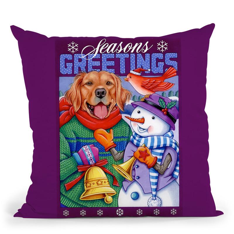 Xmas Golden Retriever Throw Pillow By Tomoyo Pitcher - All About Vibe