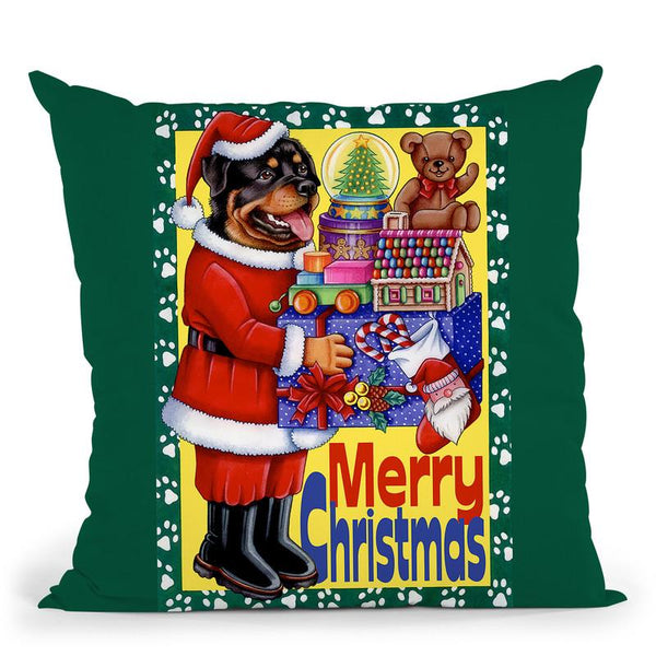 Xmas Rottweiler Throw Pillow By Tomoyo Pitcher - All About Vibe