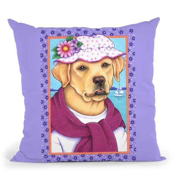 Yellow Lab Sunhat Throw Pillow By Tomoyo Pitcher - All About Vibe