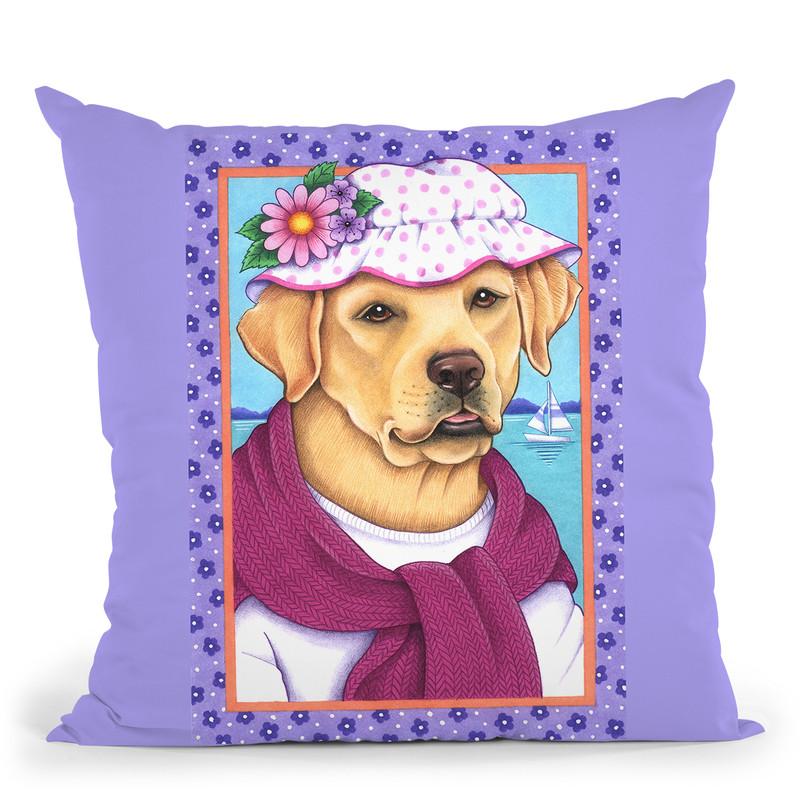 Yellow Lab Sunhat Throw Pillow By Tomoyo Pitcher - All About Vibe