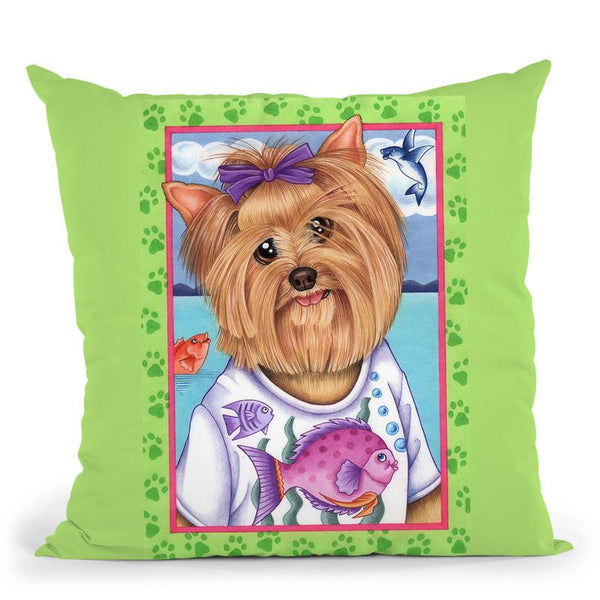 Yorkie Fish Throw Pillow By Tomoyo Pitcher - All About Vibe