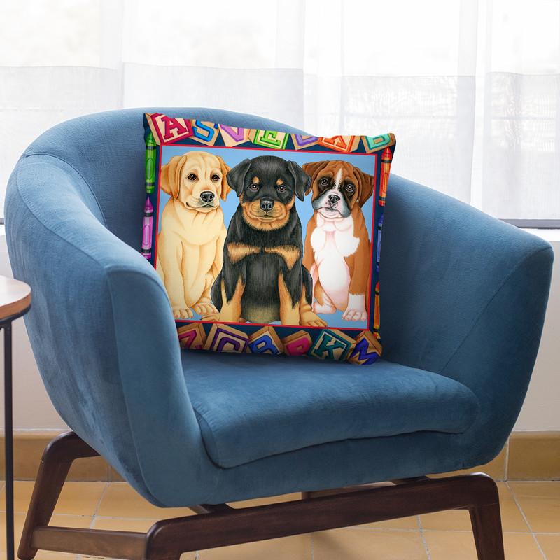 Back To School Pups Throw Pillow By Tomoyo Pitcher - All About Vibe