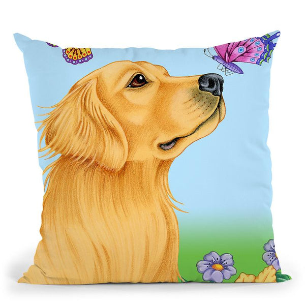 Butterfly And Dog Throw Pillow By Tomoyo Pitcher - All About Vibe