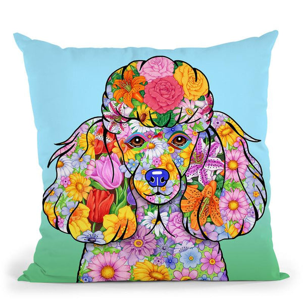 Flowers Poodle Throw Pillow By Tomoyo Pitcher - All About Vibe