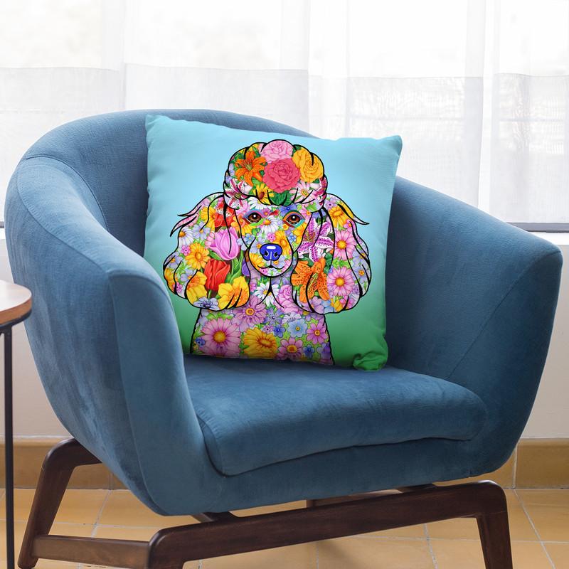Flowers Poodle Throw Pillow By Tomoyo Pitcher - All About Vibe