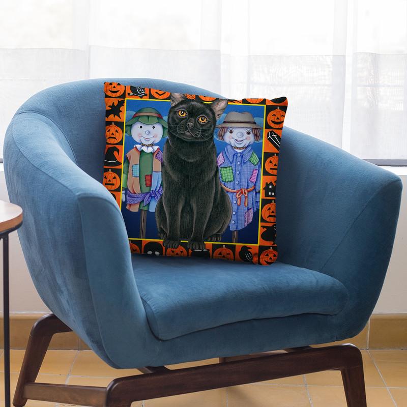 Halloween Black Cat Throw Pillow By Tomoyo Pitcher - All About Vibe