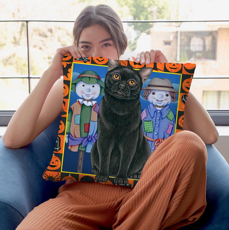 Halloween Black Cat Throw Pillow By Tomoyo Pitcher - All About Vibe