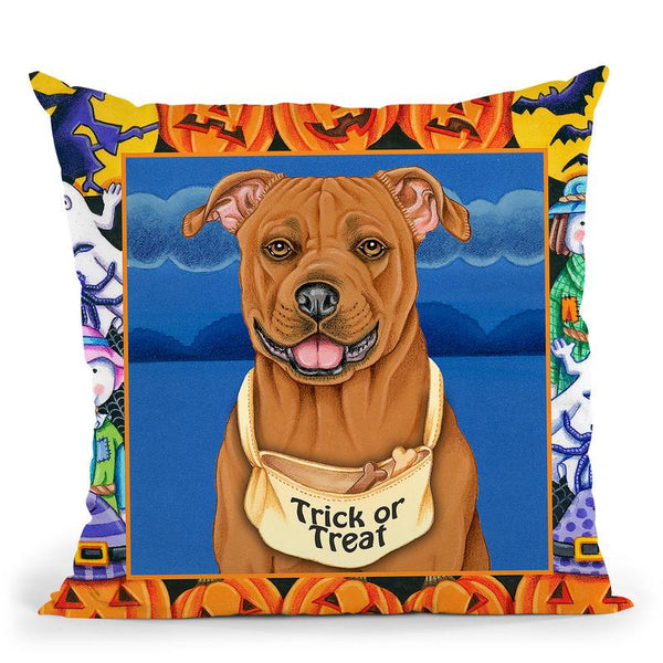 Halloween Pitbull Throw Pillow By Tomoyo Pitcher - All About Vibe