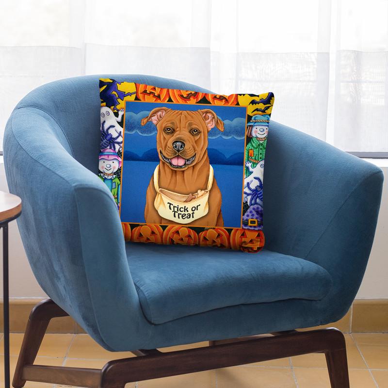 Halloween Pitbull Throw Pillow By Tomoyo Pitcher - All About Vibe