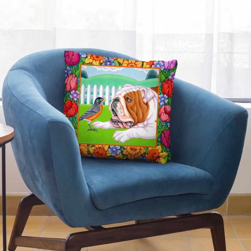 Robin Bulldog Throw Pillow By Tomoyo Pitcher - All About Vibe